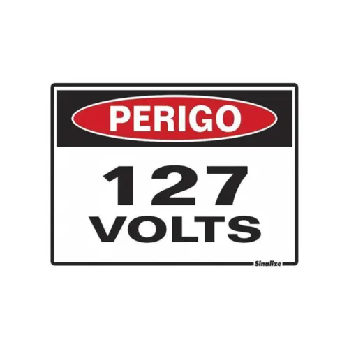 Placa Sinalizacao Poliestireno 15X20Cm Perigo 127 Volts Sinalize