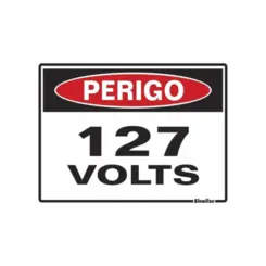 Placa Sinalizacao Poliestireno 15X20Cm Perigo 127 Volts Sinalize