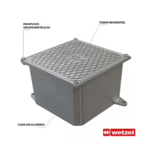 Caixa Passagem Aluminio Cinza 1010-6 Tampa Reversivel Wetzel