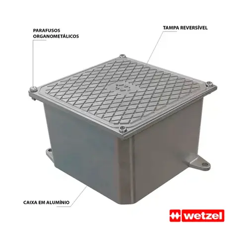 Caixa Passagem Aluminio s/Pintura 1515-10 Tampa Reversivel Wetzel