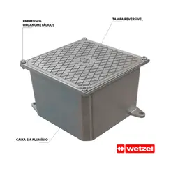 Caixa Passagem Aluminio s/Pintura 1515-10 Tampa Reversivel Wetzel