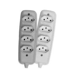 Regua Tomada Quadrupla P/ Extensao 2P+T 10A 250V Branco Ilumi