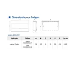 Quadro Distribuicao Embutir 298x203x95mm 12Iec-Pb Soprano