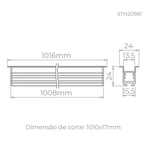 Perfil Embutir Archi Recuado 1M 24Mm 11,5W 24V STH20981BR/40 Stella