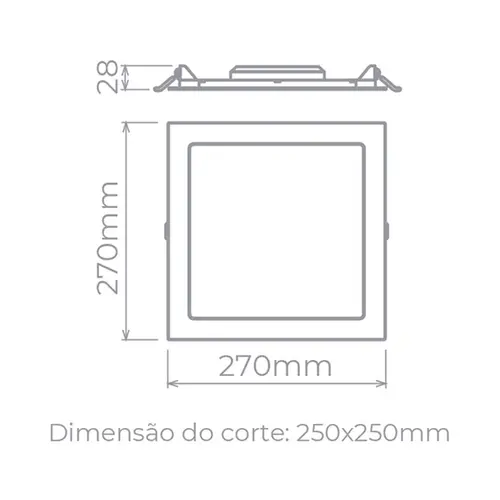 Painel De Embutir Led Eco Quadrado 24W 1900LM STH9954Q/30
