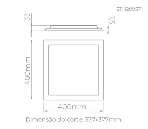 Painel Evo Led Backlight Quadrado UGR19 30W 2400LM STH20957/40 Stella