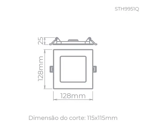 Painel De Embutir Led Eco Quadrado 6W 400LM STH9951Q/40 Stella