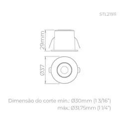 Embutido Mini Mobili Redondo Moveis 1,5W 130LM STL21911PTO/27 Stella