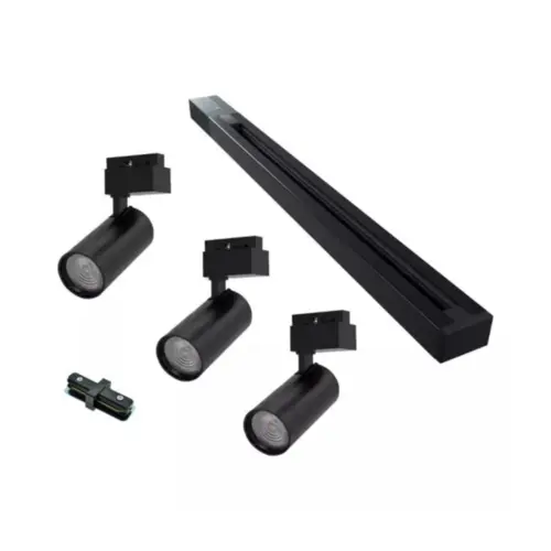 Kit 3 Spot de Trilho LED 6000K 10W Bivolt 8x5x6cm Preto Luminatti
