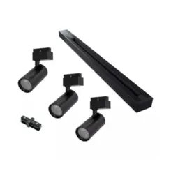 Kit 3 Spot de Trilho LED 6000K 10W Bivolt 8x5x6cm Preto Luminatti