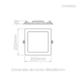 Painel De Embutir Led Eco Quadrado 18W 1500LM STH9953Q/65 Stella
