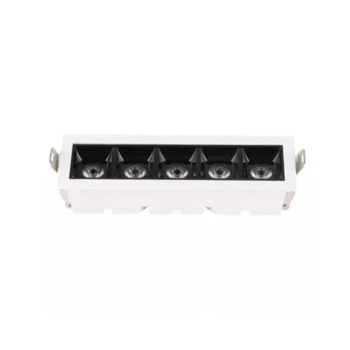Luminaria De Led 5 Spots De Embutir 10W 3000K Branco Preto Luminatti