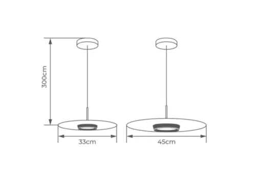 Pendente Piatto 9W Led Preto Dourado 33cm Orluce