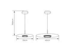 Pendente Piatto 9W Led Preto Dourado 33cm Orluce