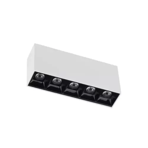 Luminaria De Led 5 Spots De Sobrepor 10W 3000K Preto Luminatti