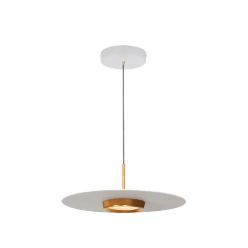 Pendente Piatto 9W Led Branco Dourado 33cm Orluce