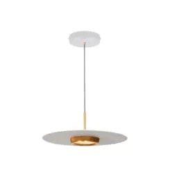 Pendente Piatto 9W Led Branco Dourado 33cm Orluce