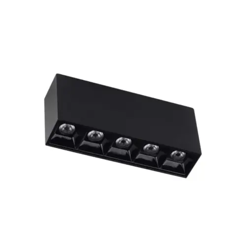 Luminaria De Led 5 Spots De Sobrepor 10W 3000K Preto Luminatti