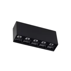 Luminaria De Led 5 Spots De Sobrepor 10W 3000K Preto Luminatti